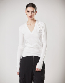 THOM KROM V Neck Offwhite