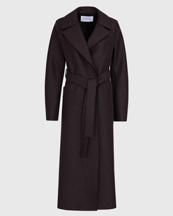 HARRIS WHARF LONDON Long Maxi Coat Pressed Wool Dark Brown