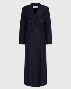 HARRIS WHARF LONDON Long Maxi Coat Pressed Wool Navy Blue