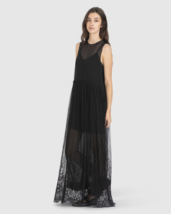 ISABEL BENENATO Long Lace Layer Black