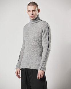 THOM KROM Bouclé Turtle Neck Light Grey