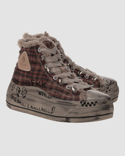 R13 Kurt High Top Red Plaid