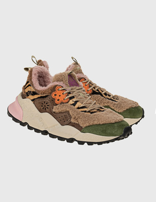 Flower Mountain Kotetsu Suede Pony Kaki Beige Multi