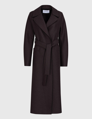 HARRIS WHARF LONDON Long Maxi Coat Pressed Wool Dark Brown