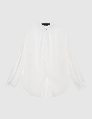 ISABEL BENENATO Mandarin Neck Offwhite