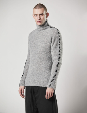 THOM KROM Bouclé Turtle Neck Light Grey